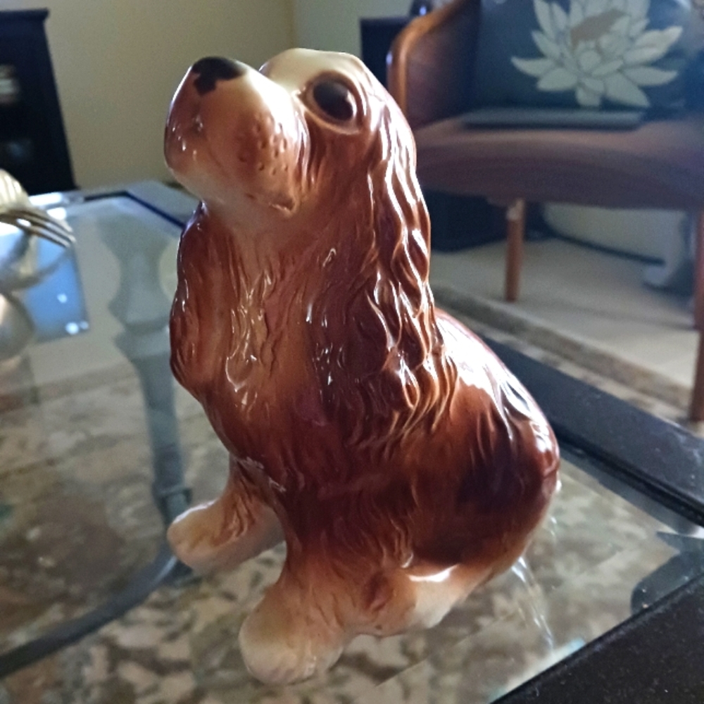 Vintage Royal Copely Cocker Spaniel Handpainted Collectible 6" Tall 1940's